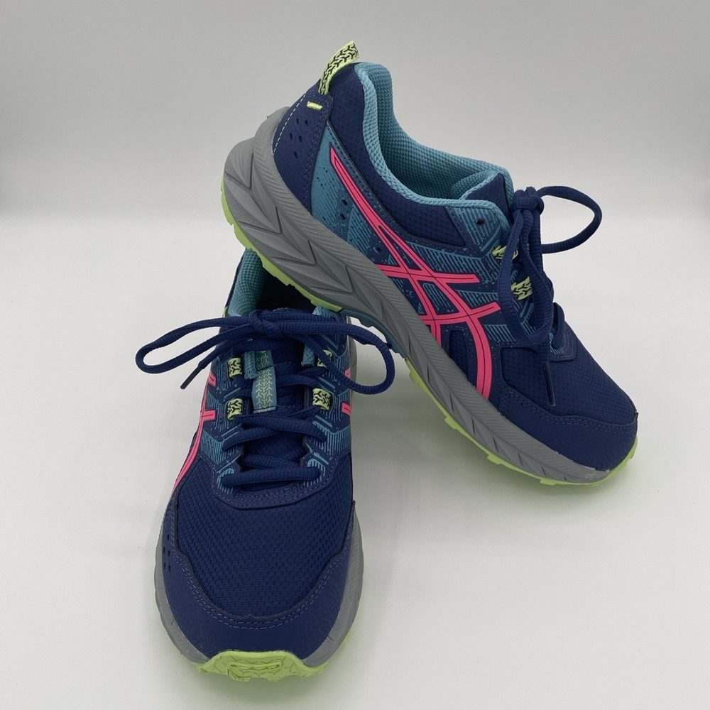 Asics Big Kids Pre Venture 9 Sneakers Navy Pink Green Size 5 New Without Box